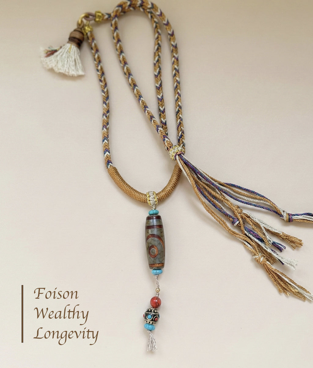 Hand-woven Dzi bead necklace Cultural Heritage/Dzi/Social Gatherings